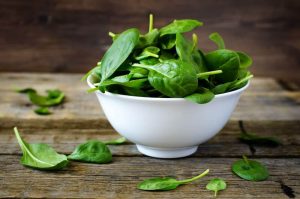 Spinach in Bowl on Table
